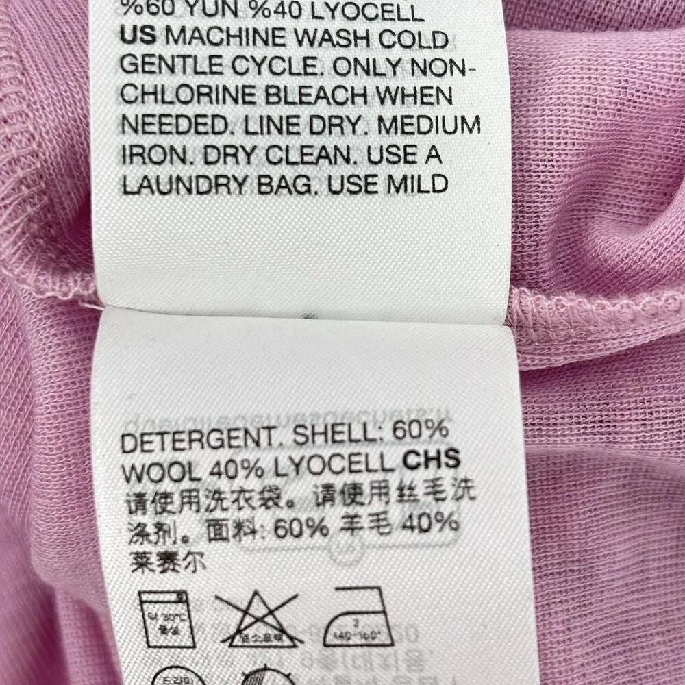 & Other Stories Women's Med Slim-Fit Top Pink LS CrewNeck 60% Wool 1125741 NWT